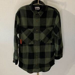 Izzue Green Black Plaid Snap Front Shirt Jacket Flannel Size S